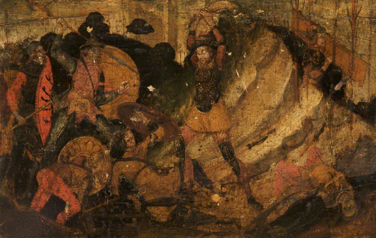 Panel from a Cassone of the Arte della Lana (Wool Merchants Guild): Samson Smiting the Philistines