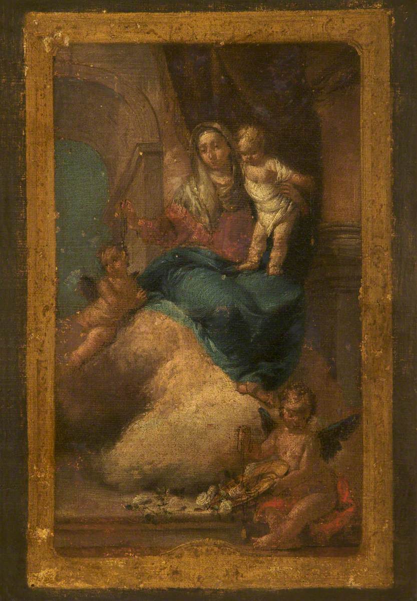The Madonna and Child Appearing in a Vision, in a Simulated Frame