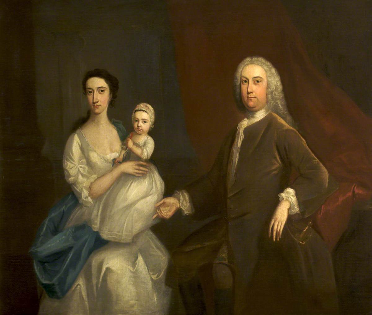 John Egerton II of Tatton (1710–1738), with His Wife, Christian Ward (1708/1709–1777), and a Daughter