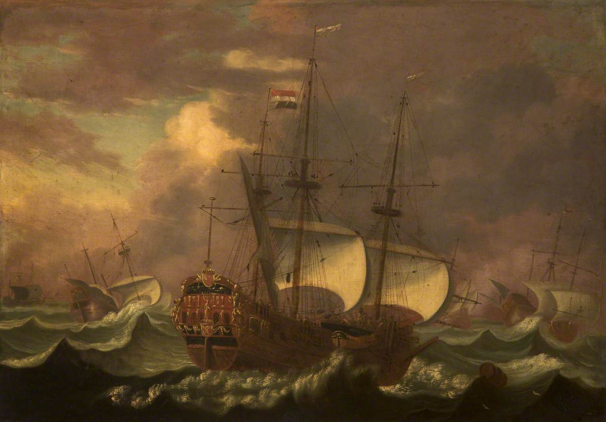 Dutch Galleons on a Stormy Sea