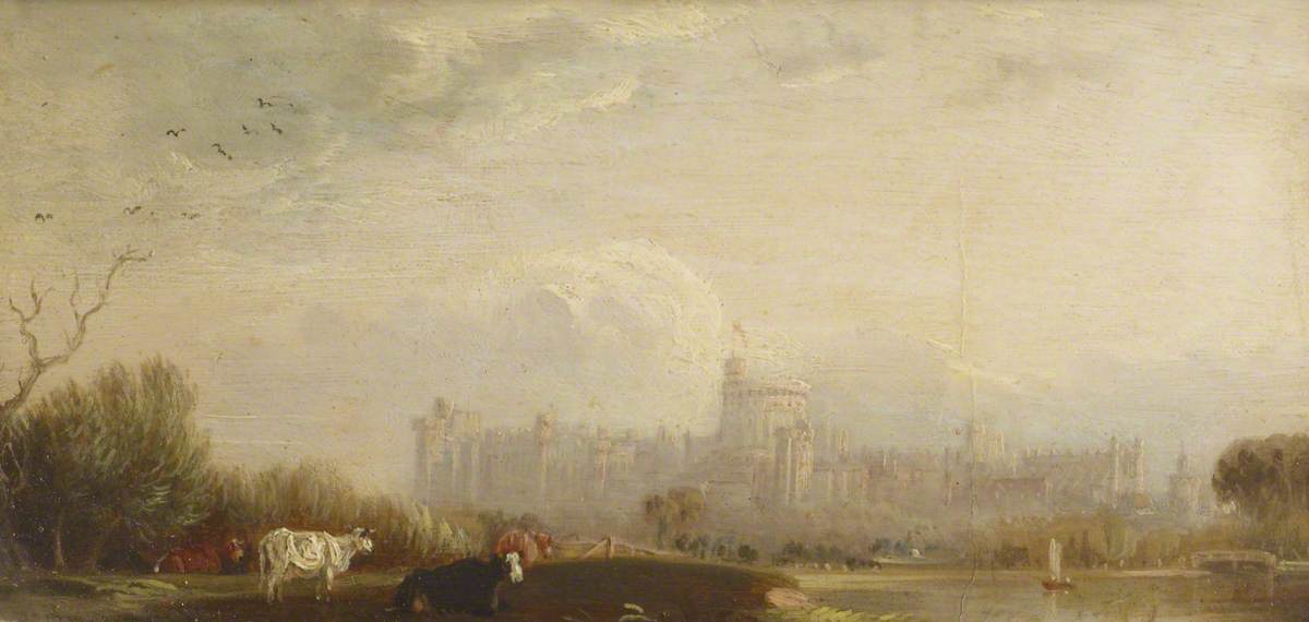 View of Windsor Castle from the River, with Cattle