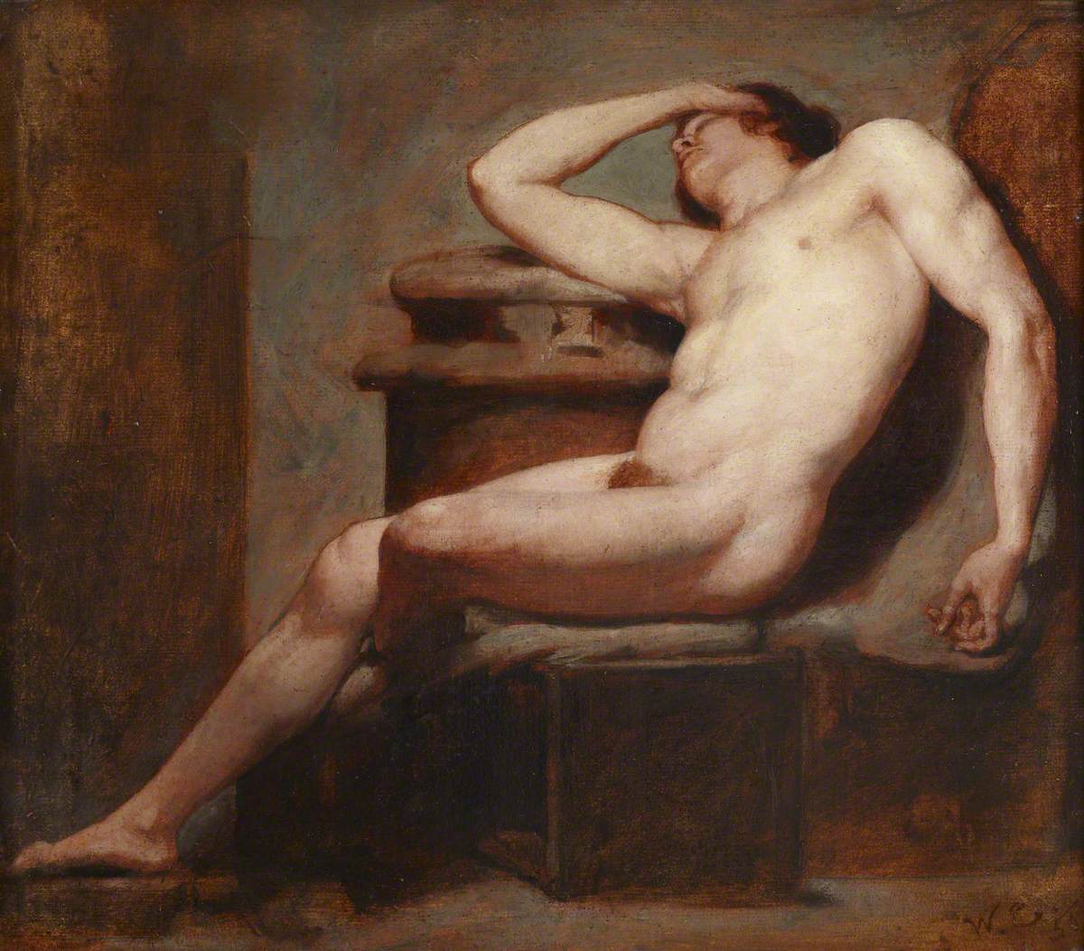 Academic Study of a Reclining Male Nude Asleep