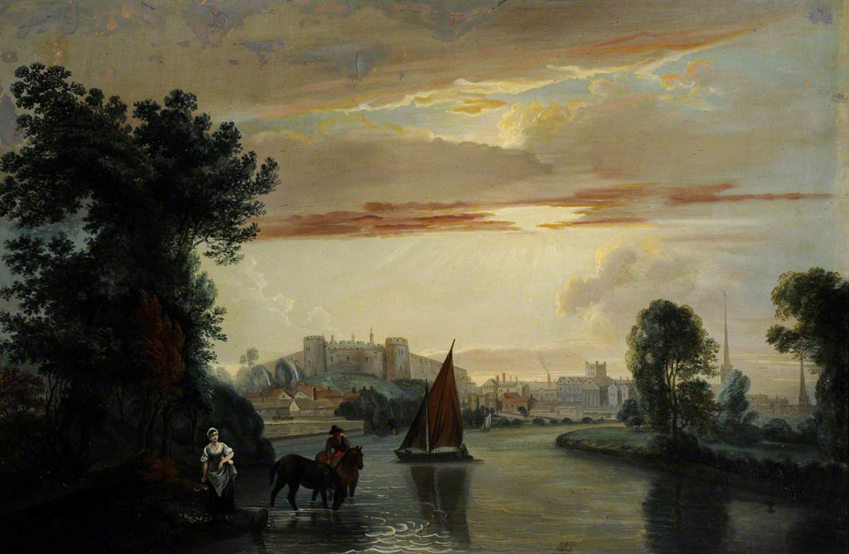 View of a Castle, Town and River