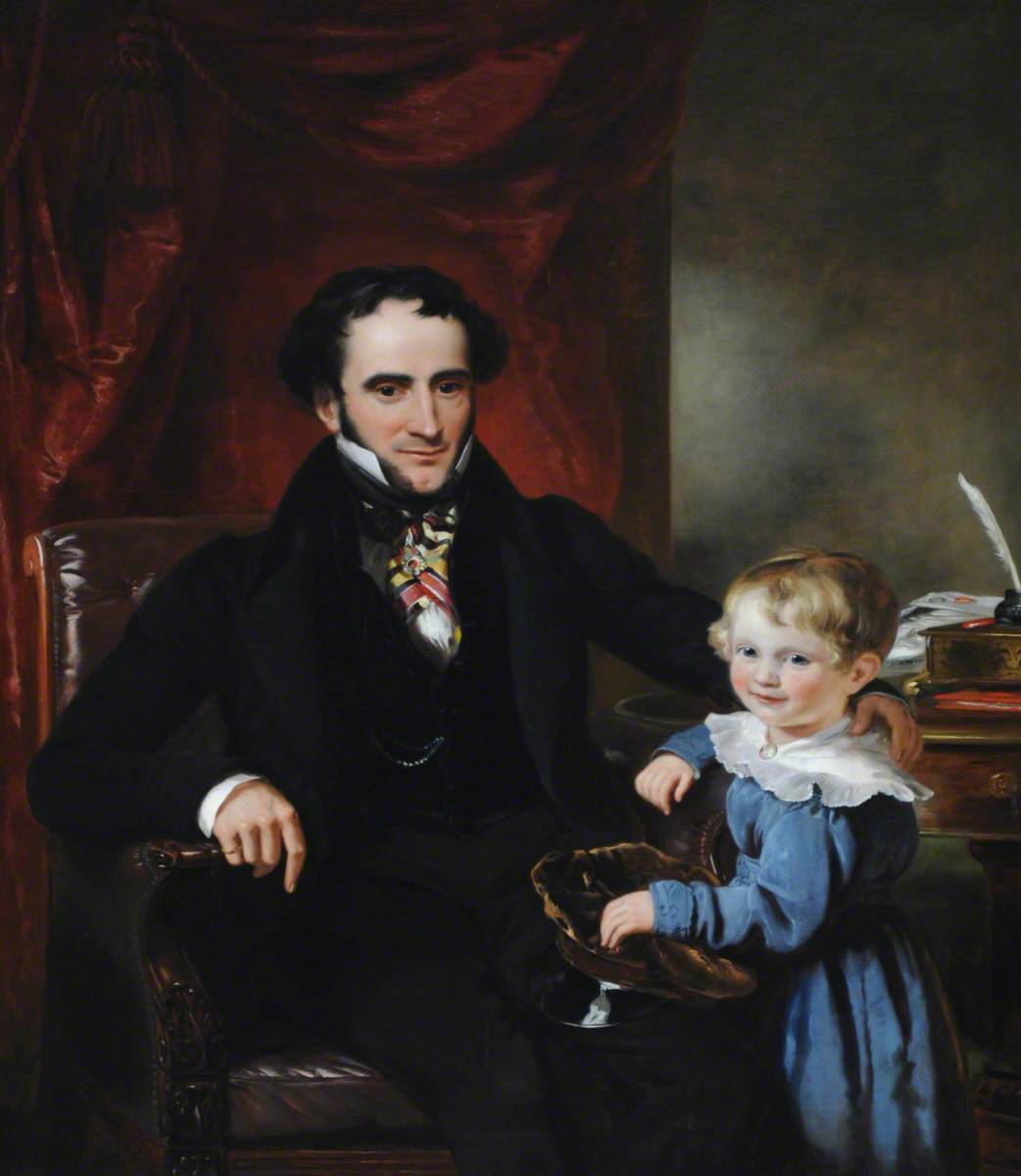 Sir George Crewe (1795–1844), 8th Bt, and His Son, Later Sir John Harpur Crewe, 9th Bt (1824–1886)