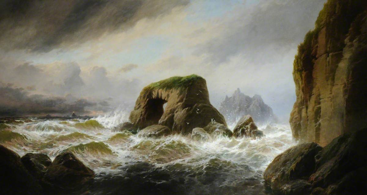 A Sea-Girt Rock in Choppy Water