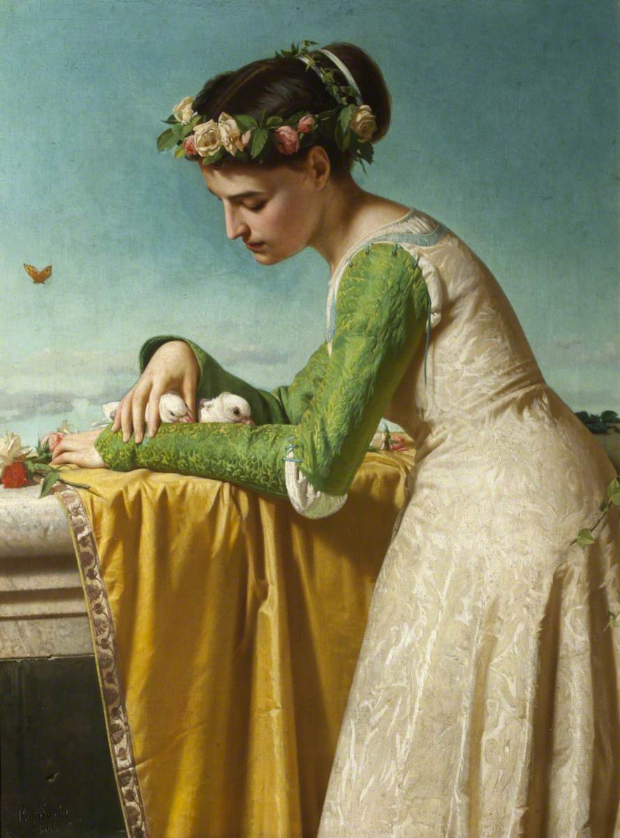 An Italian Girl with Doves