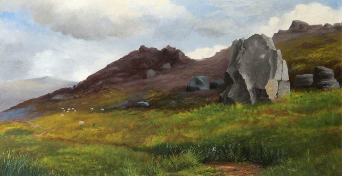 A Moorland Landscape, with Rocky Outcrop