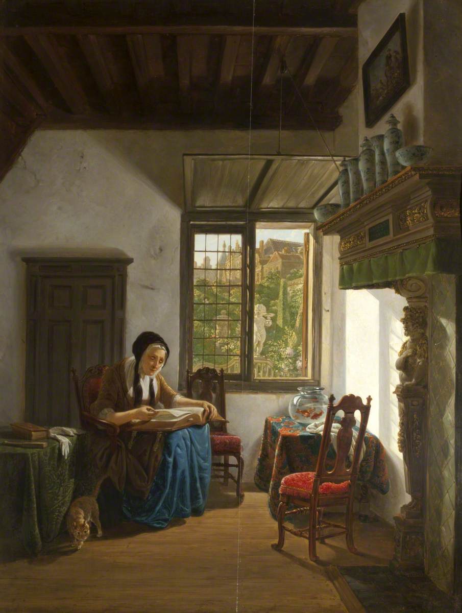 Cottage Interior, with an Old Woman Reading the Bible
