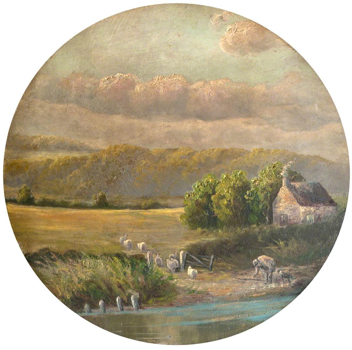 Landscape with a Shepherd, His Dog, His Flock, and a Cottage