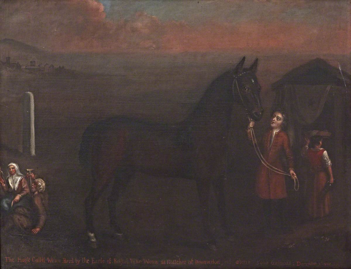 A Horse Called 'Wenn', with His Groom and Other Figures, at Newmarket