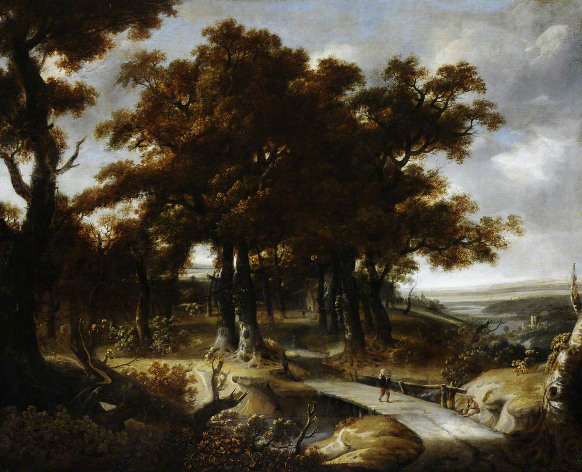Wooded Landscape with a Traveller Crossing a Bridge | Art UK
