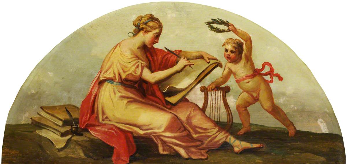 Putto with a Personification of Drawing