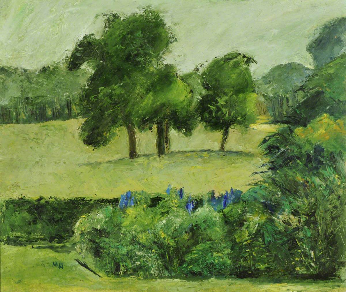 Landscape with Trees in a Park and Shrubbery in the Foreground