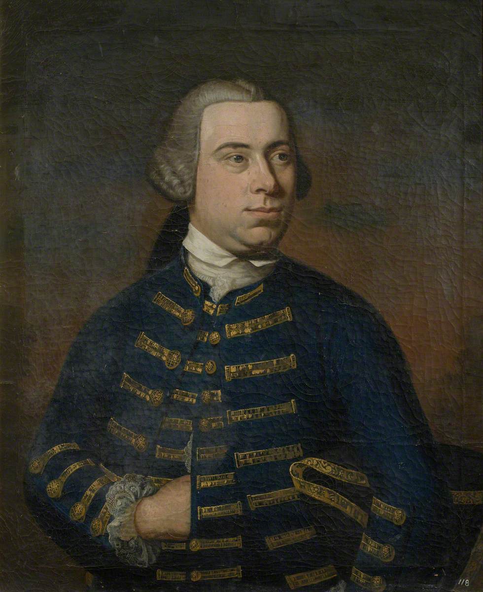 Portrait of an Unknown Man in a Blue Suit with Gold Braid