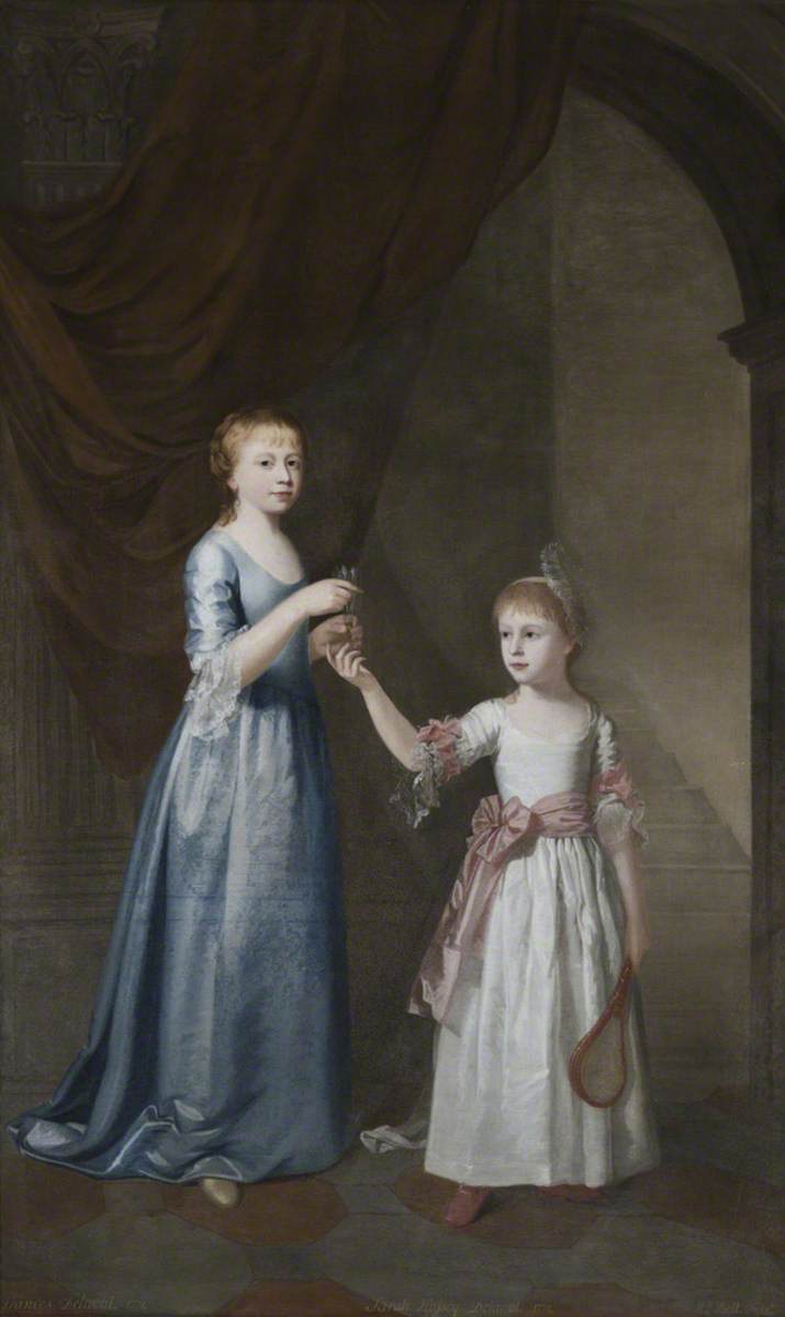 Frances Delaval (1759–1839), Later Mrs Fenton, with Her Sister, Sarah Delaval (1763–1800), Later Countess of Tyrconnel, with a Shuttlecock and Battledore, in an Interior