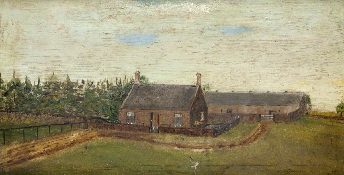 Rural Scene with Farm and Barns