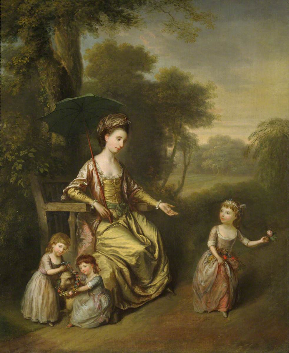 Charlotte Newcomen (c.1747–1817), Lady Gleadowe-Newcomen, 1st Viscountess Newcomen, with Her Daughters Jane, Teresa and Charlotte in a Garden