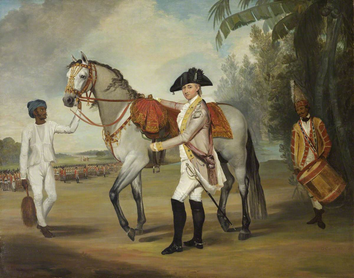 An Officer of a Sepoy Regiment with His Syce and a Drummer
