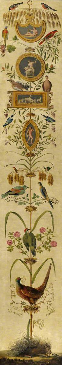 Panel of Birds, Animals and Cameos Set in a Stylised Tree or Plant