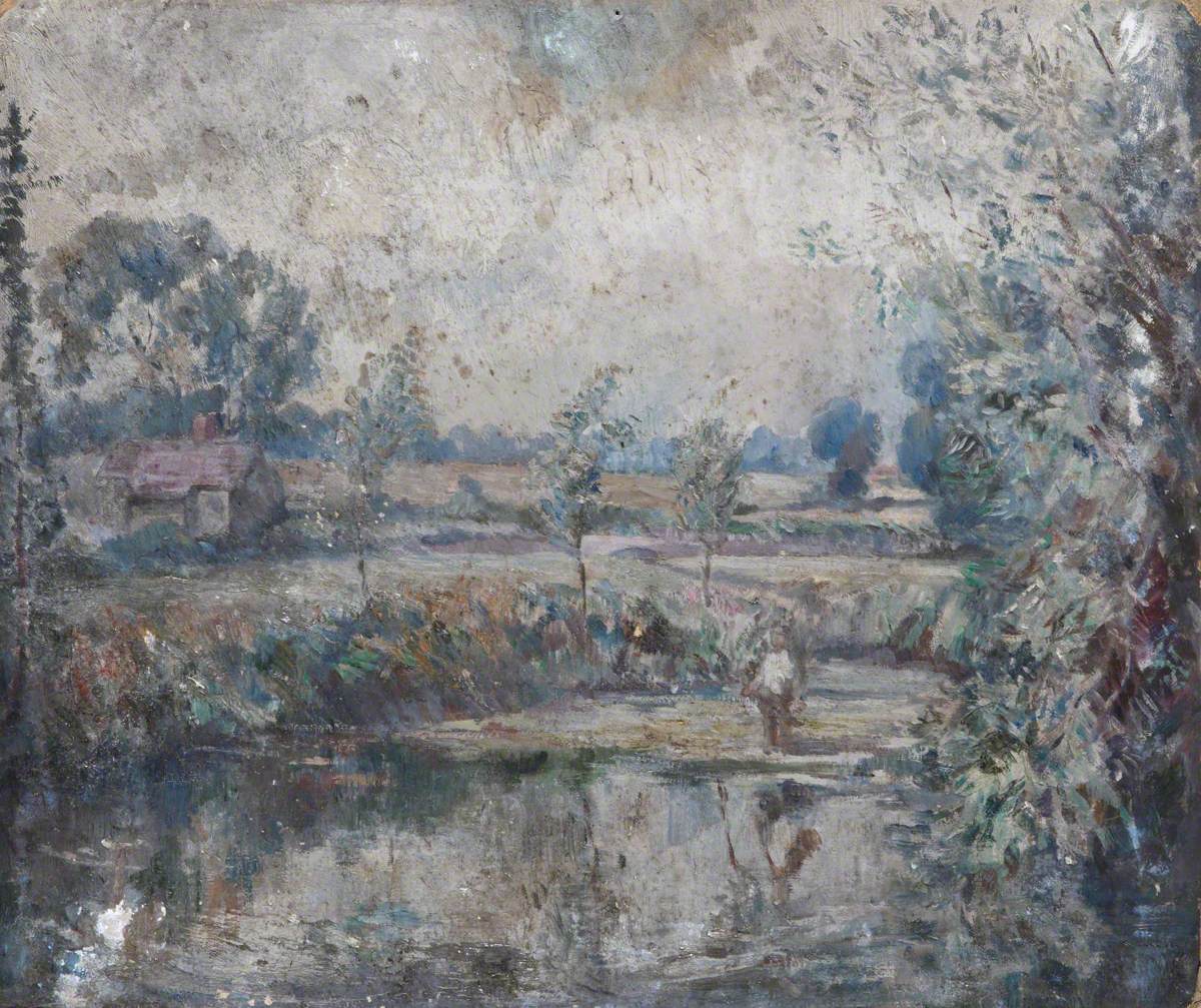 Landscape with Figures by Pond