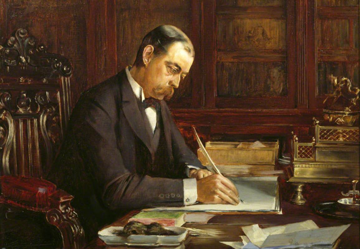 Lord Randolph Henry Spencer-Churchill (1849–1895), Seated at His Desk