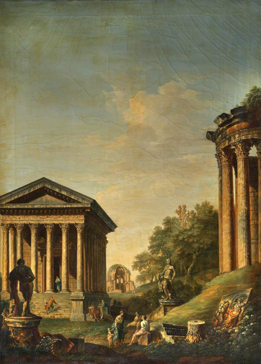 Architectural Capriccio with the Maison Carré and the Temples of Vesta and Minerva Medica