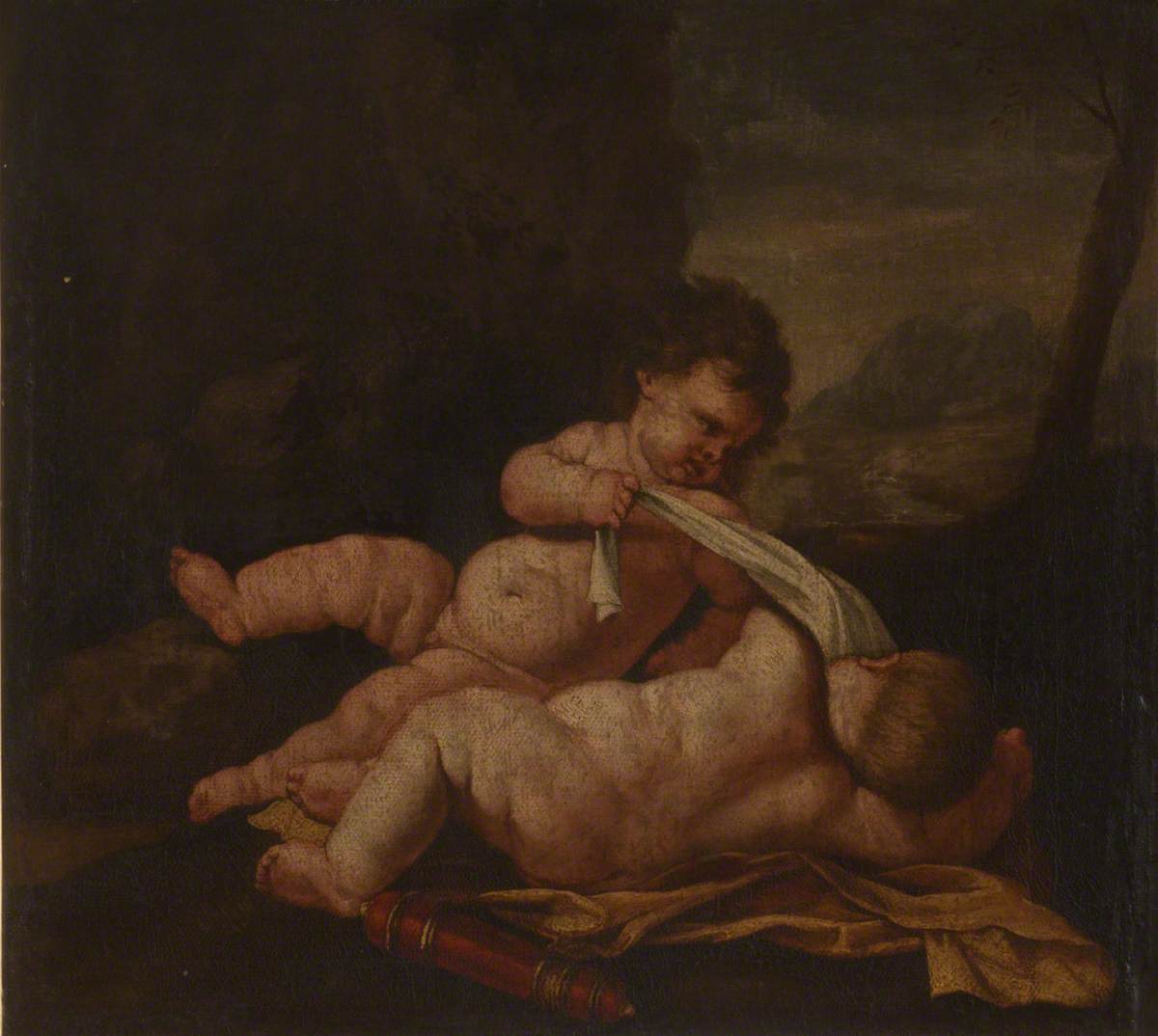 Two Putti Playing in a Landscape
