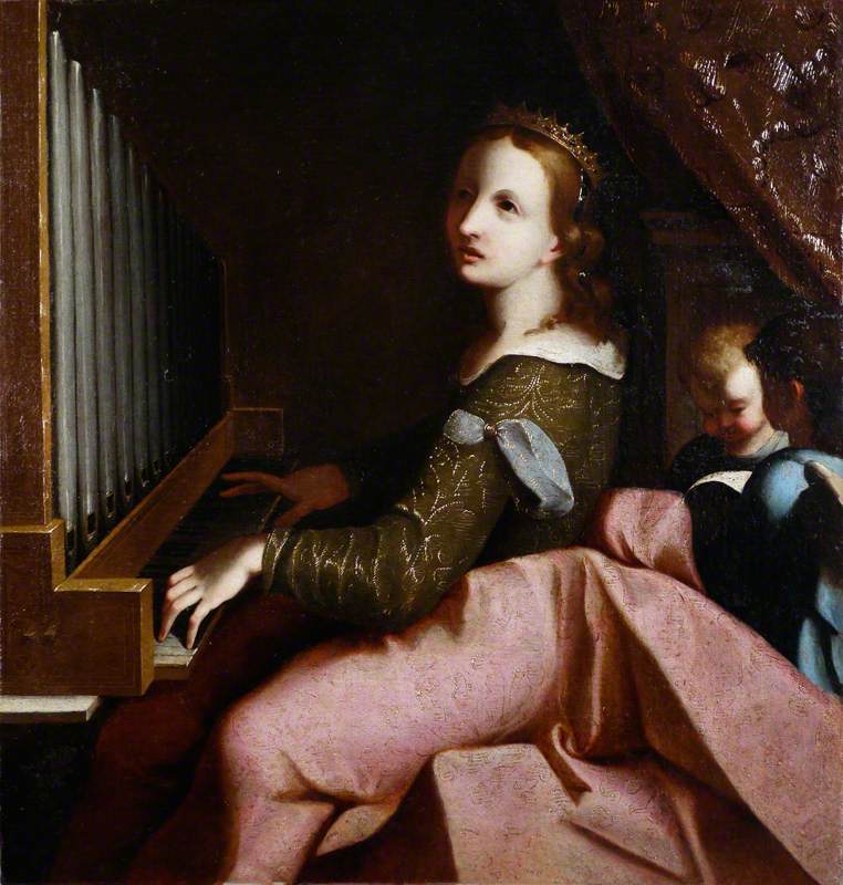 Saint Cecilia Playing an Organ