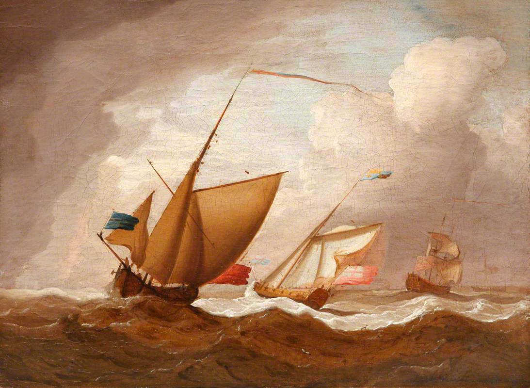 Ships under English Flags at Sea, a Squall Approaching