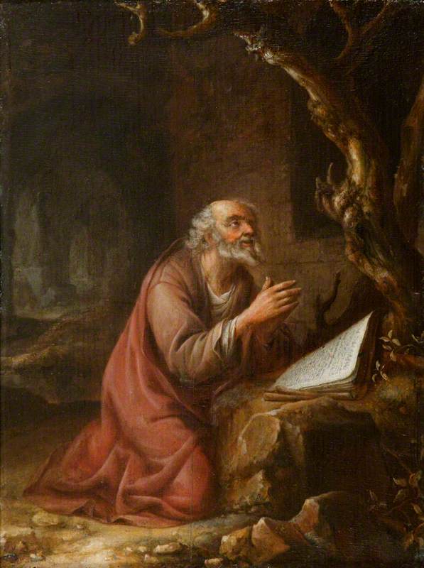 A Hermit at Prayer in a Grotto