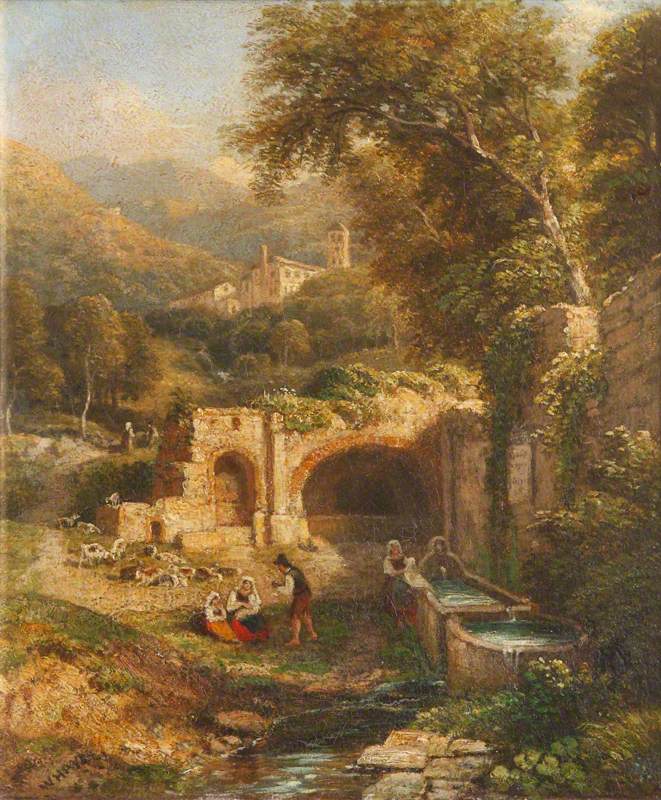 Washerwomen at a Tank, with a Distant View of Tivoli