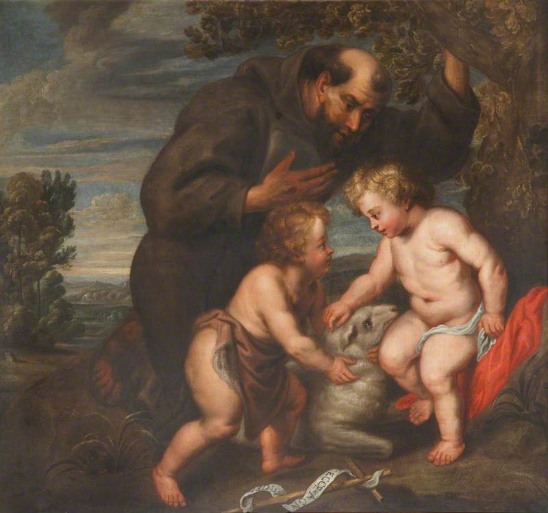 Saint Francis Contemplating Christ and the Infant John the Baptist