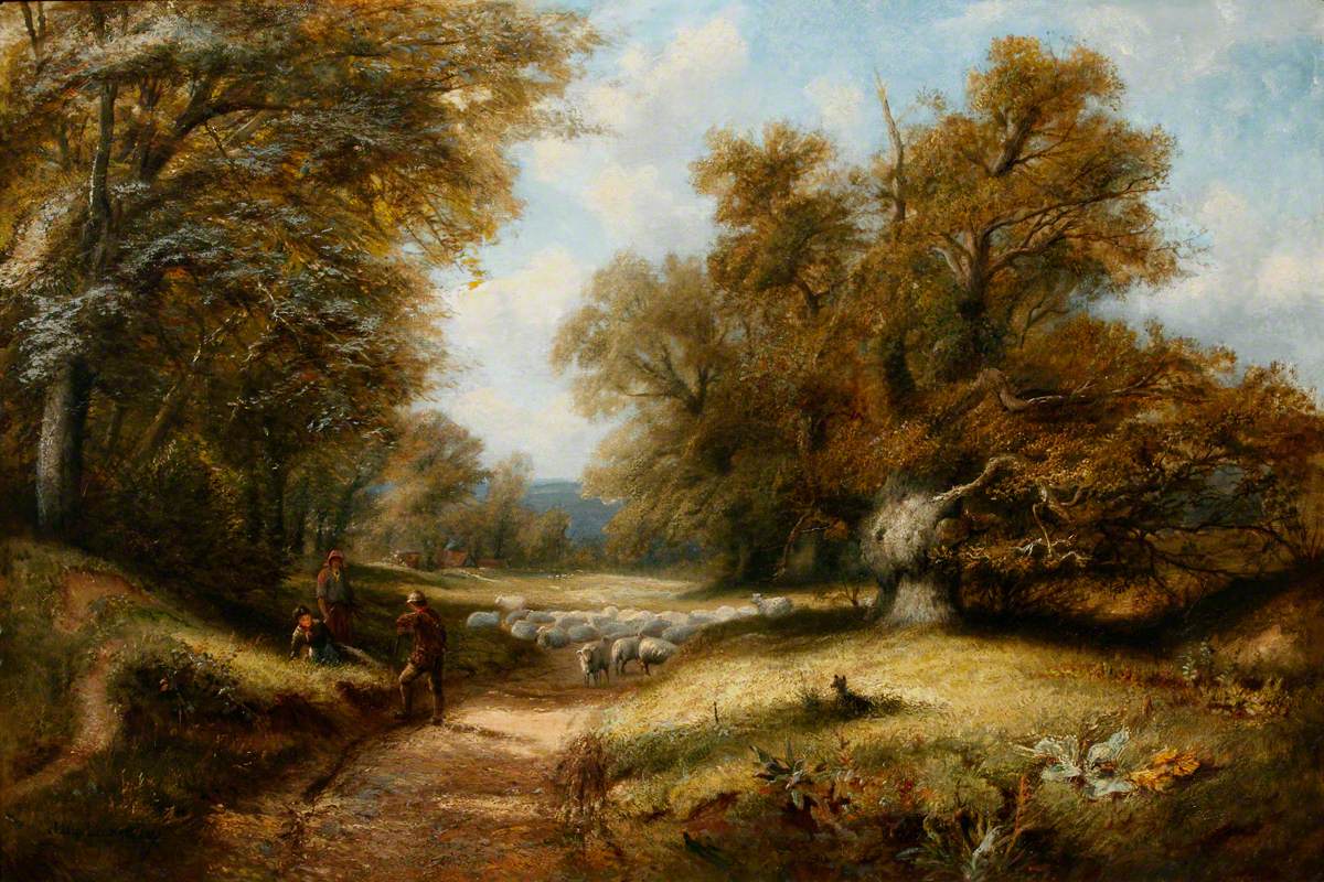 Landscape with a Shepherd on a Road through Trees