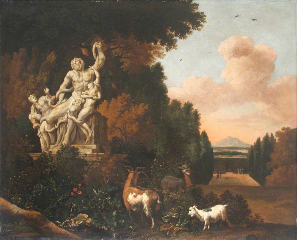 Landscape with Goats and a Marble Sculpture of Laocoön