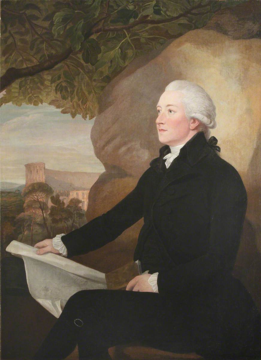 Portrait of an Unknown Gentleman in Black Seated in Front of a Rock, Holding a Sheet of Paper