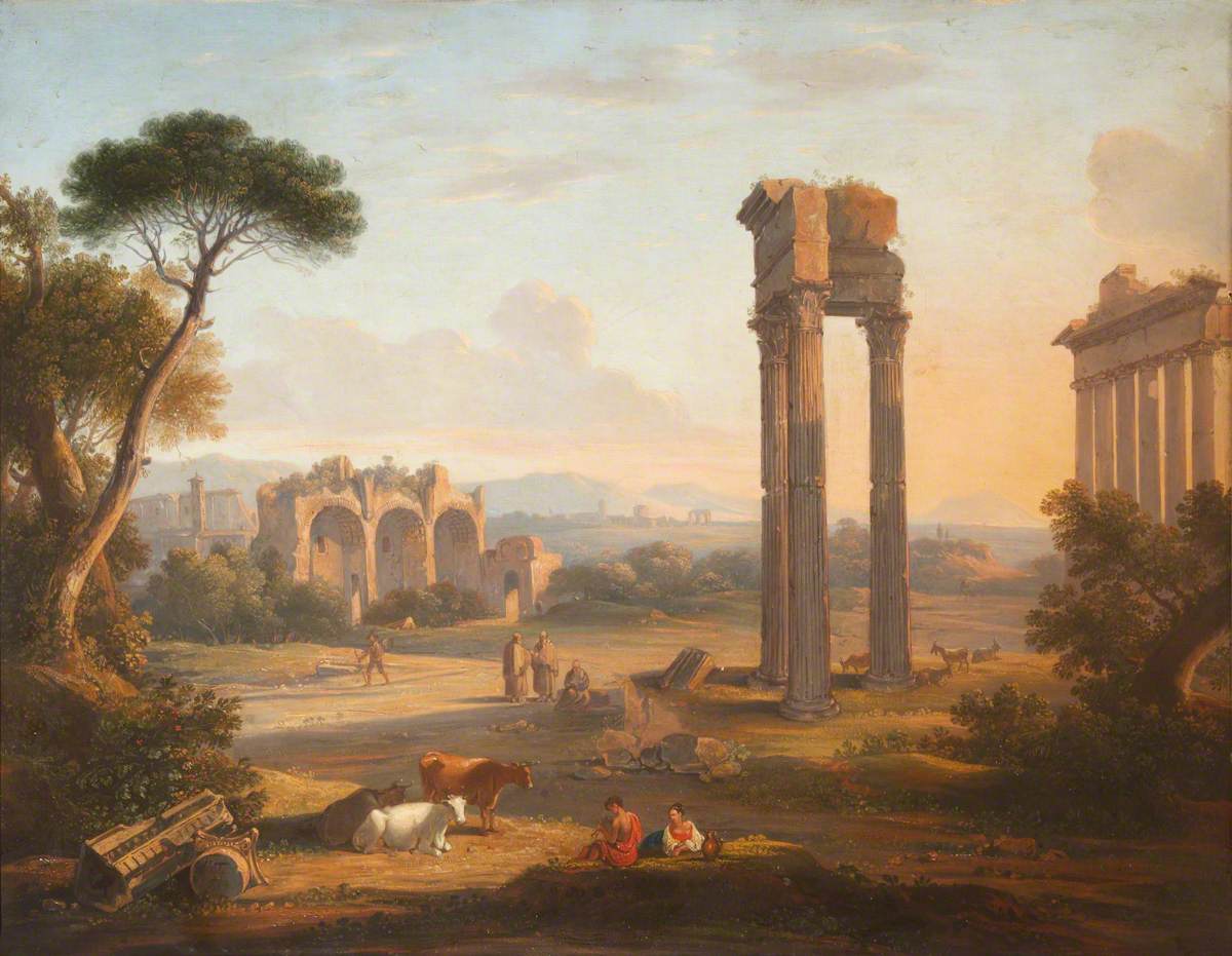 View of the Forum with Two Herdsmen and Three Cows*