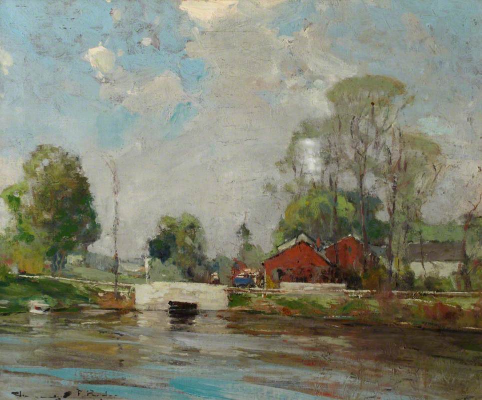 Riverscape with Lock and Lock Keeper's Cottage
