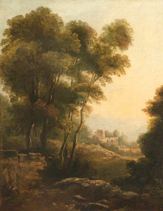 A Wooded Landscape with a Church beyond