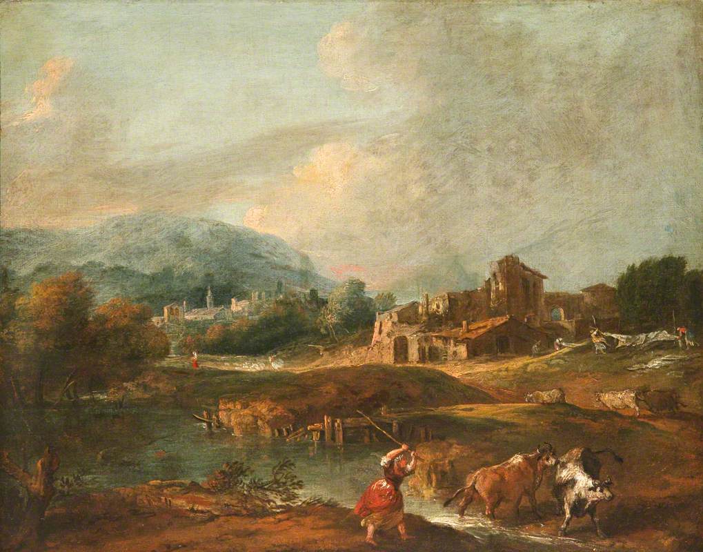 Landscape with a Woman Driving Cattle