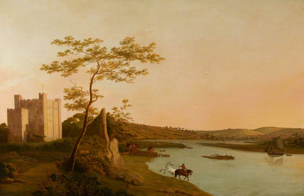 View of Rochester Castle on the River Medway