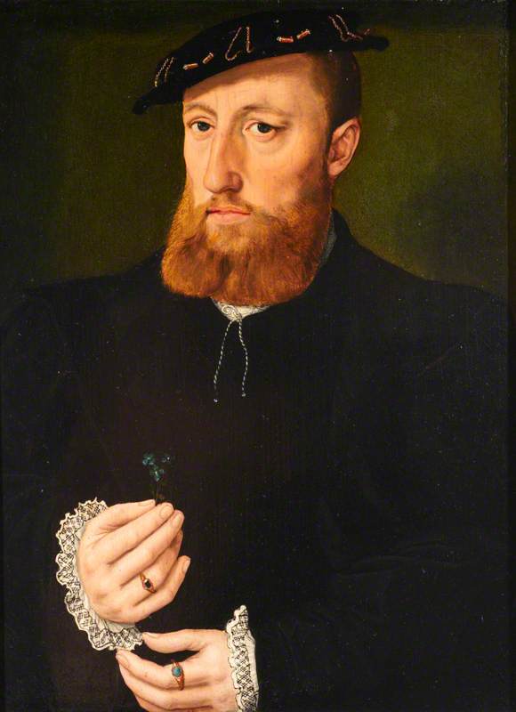 Portrait of a Bearded Man with a Blue Flower