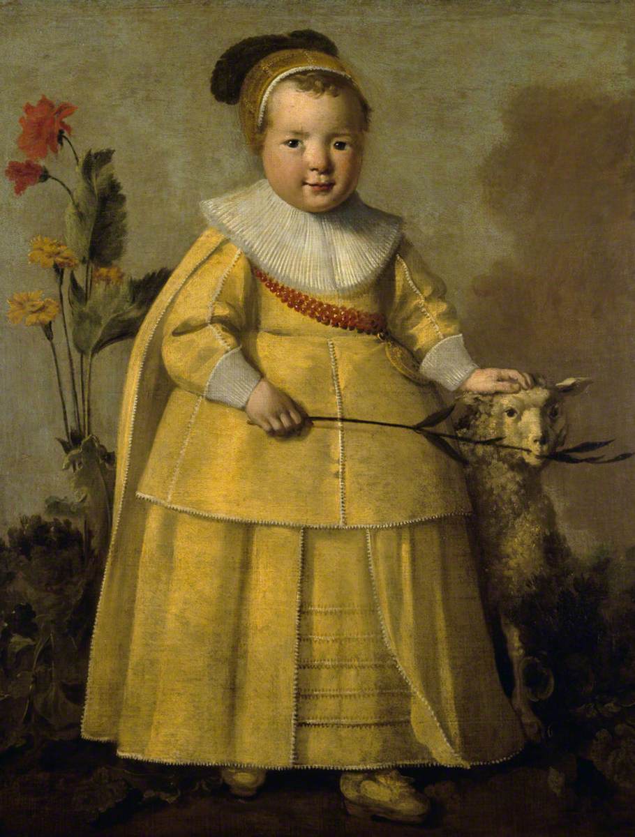 Portrait of a One-Year-Old Boy with a Sheep