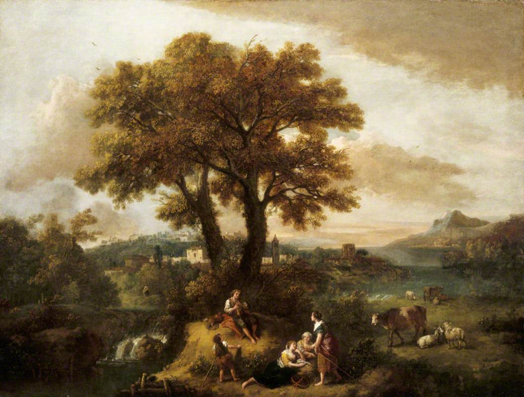 An Italian Landscape with a Boy Piping