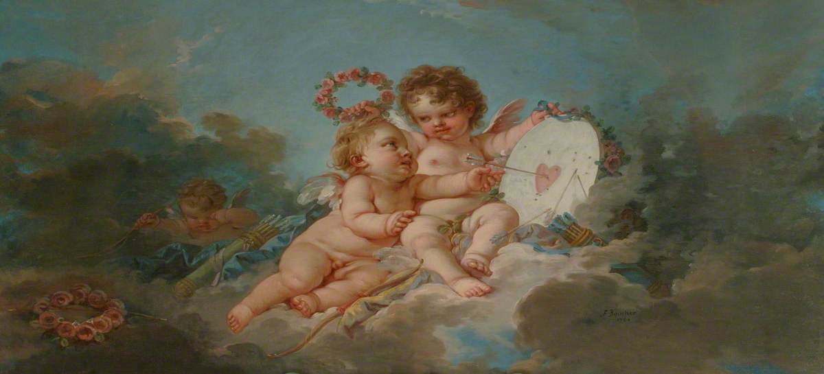 Two Putti Playing with a 'Heartboard'