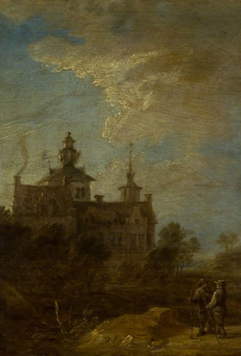 A Landscape with Peasants before a Large Mansion