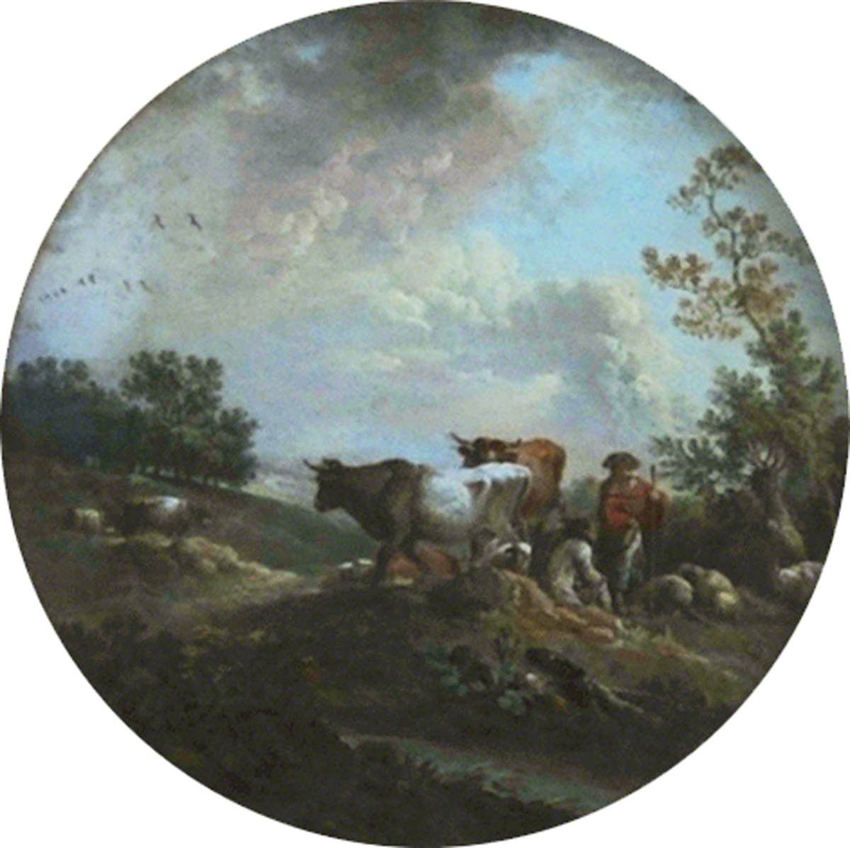 Landscape with Cattle, Sheep and Peasants under Trees