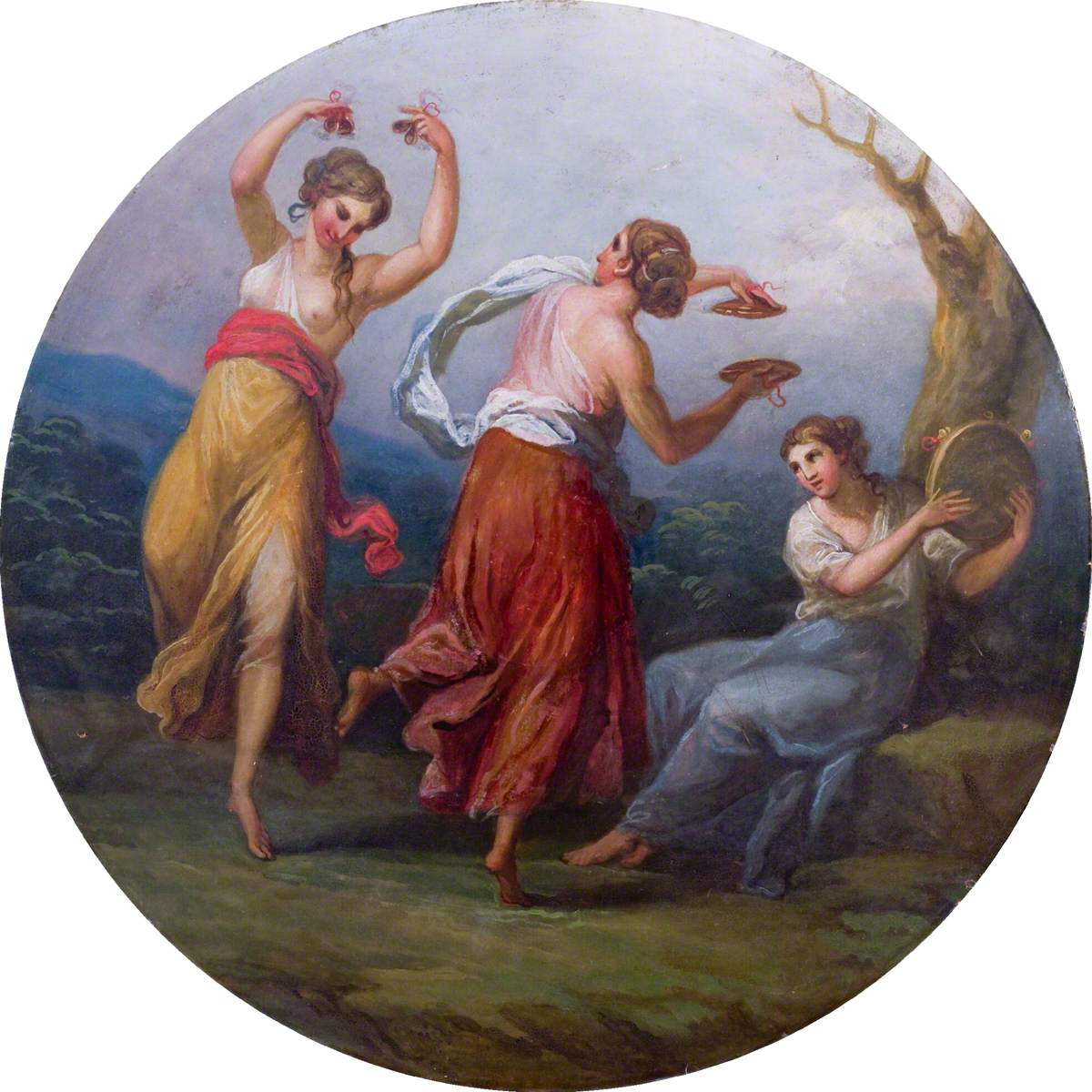 Three Dancing Figures with Cymbals and Drums