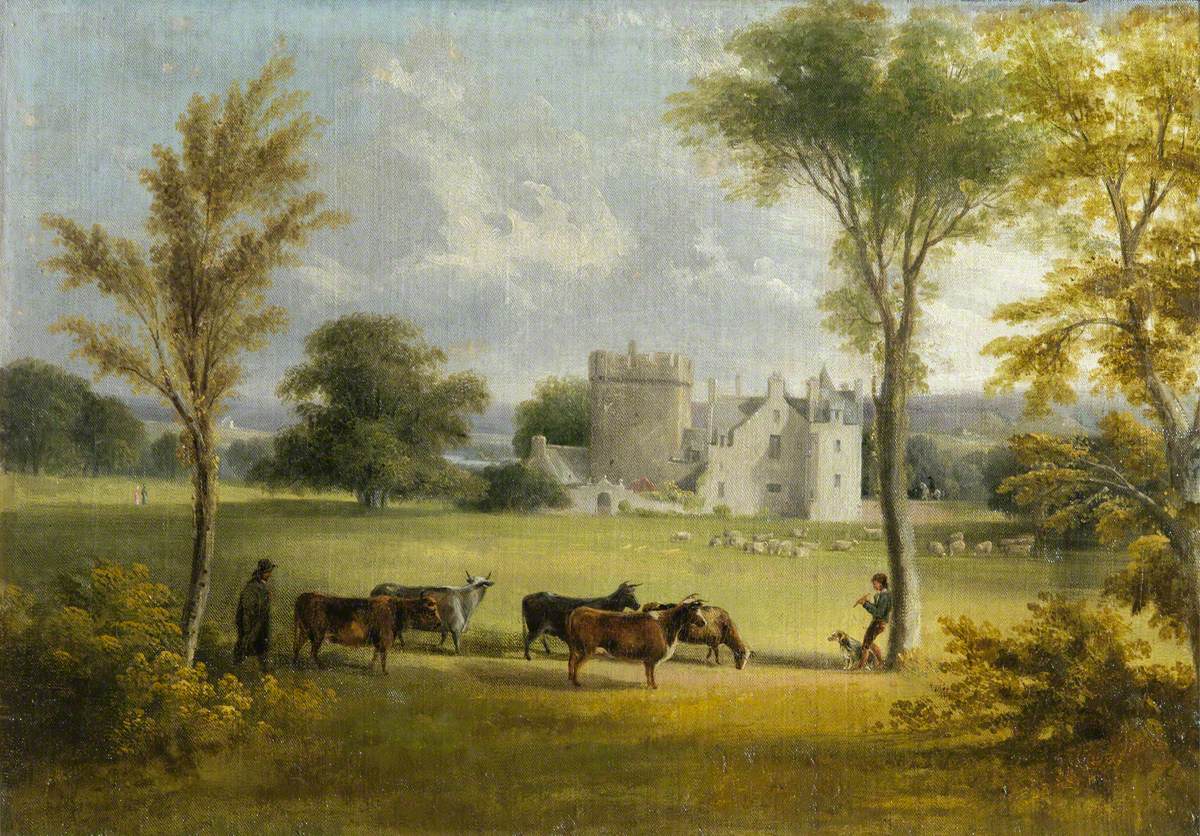 View of Drum Castle with Cattle