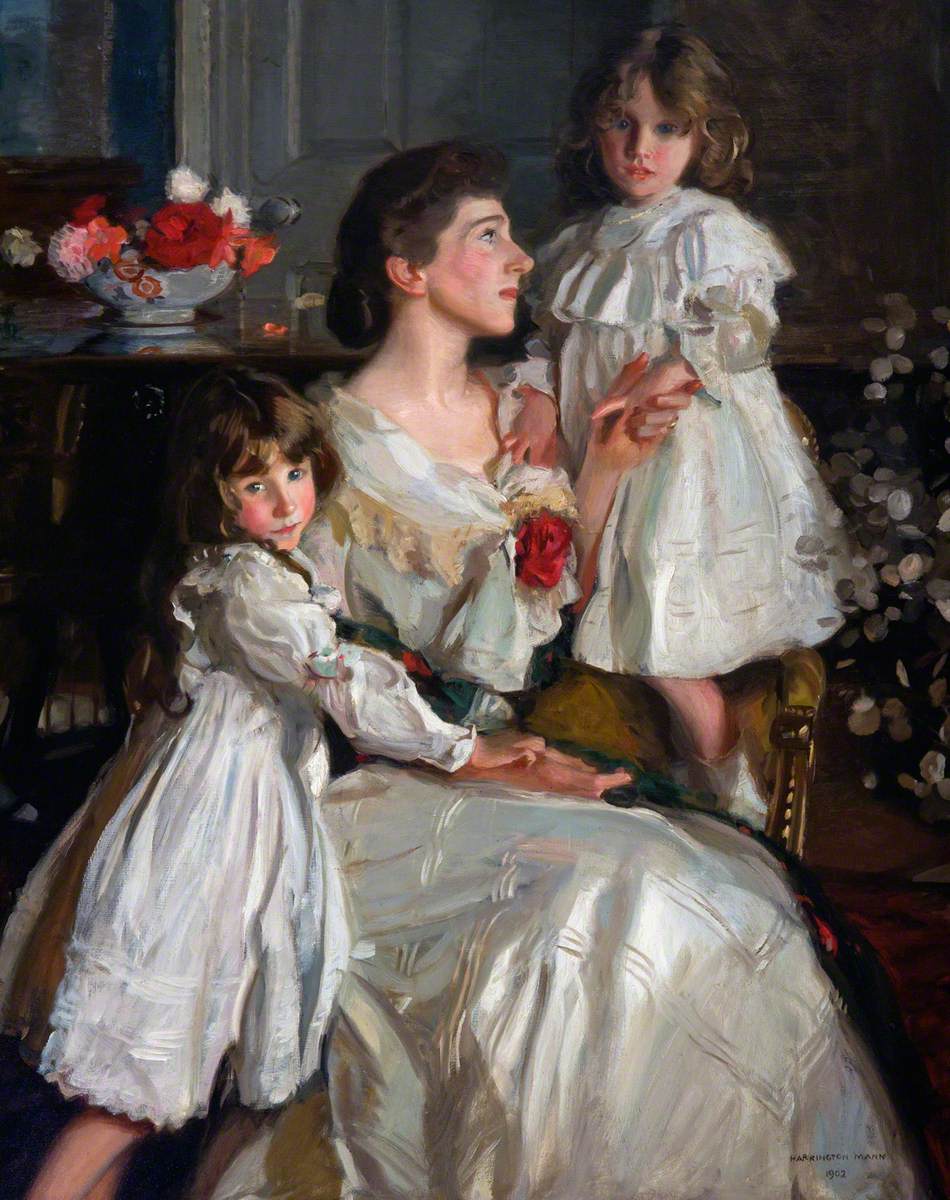 Alice Marjorie Cunningham (d.1943), Wife of Augustus Kennedy-Erskine, 18th of Dun, with Their Daughters Marjorie and Millicent