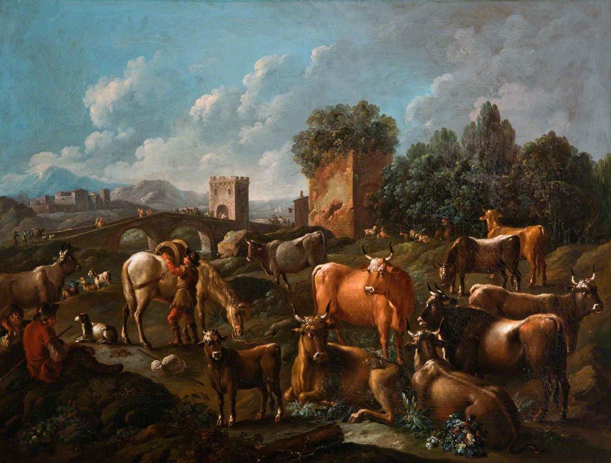 Landscape with Cows and Horses